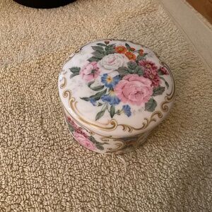 Andrea by Sadek Porcelain Trinket Box with Candle.